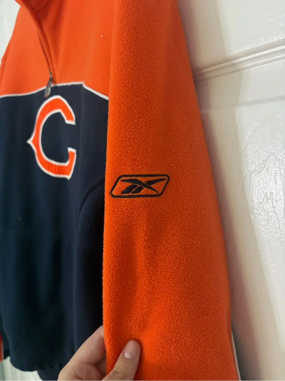 Reebok Chicago Bears Orange and Navy Half-Zip Pullover Sweatshirt